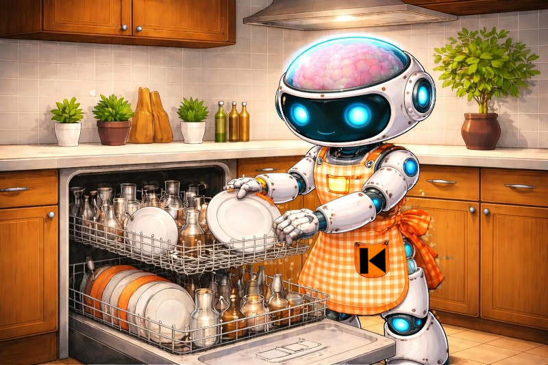 Kolping Roboter räumt die Spülmaschine ein